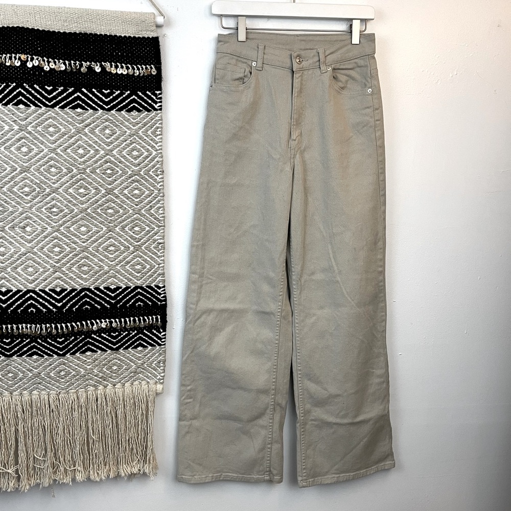 H&M tan wide leg high rise jeans